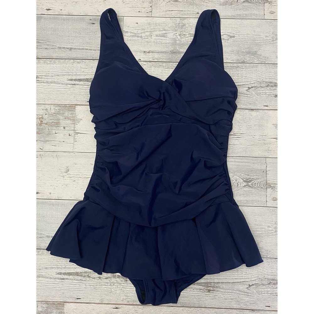 Shore Shapes Swimsuit One Piece Womens 12 Blue Beach Swimwear Vacation Flouncy